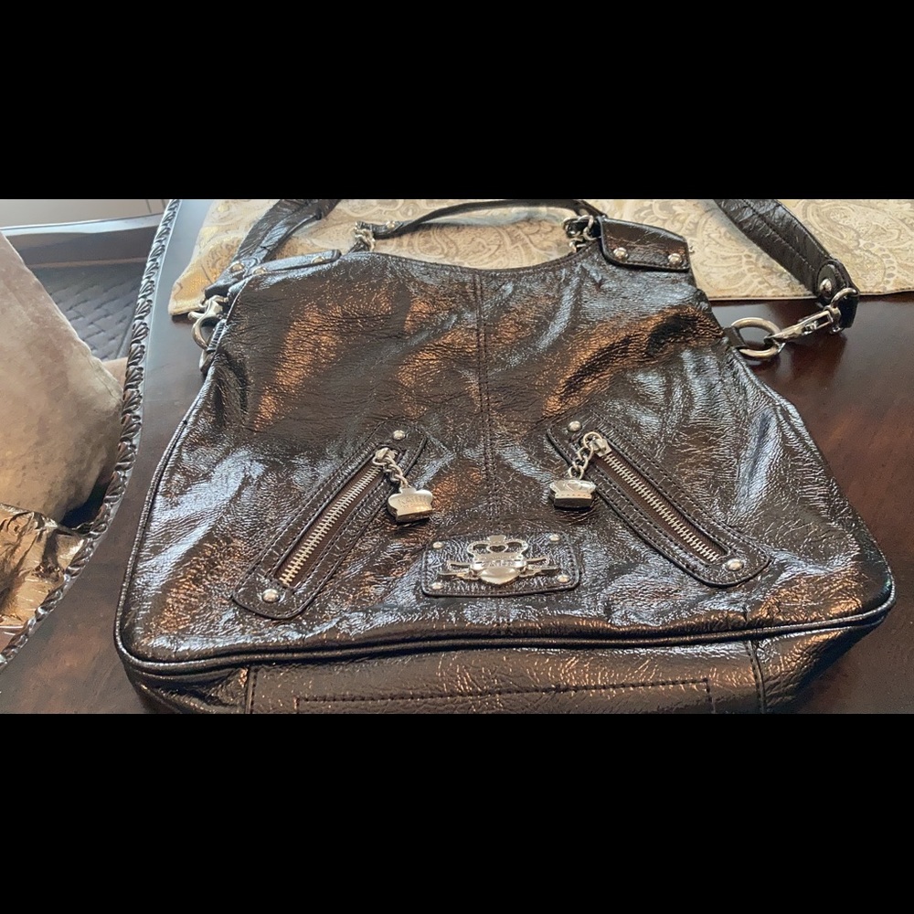 Burgundy brown metallic purse